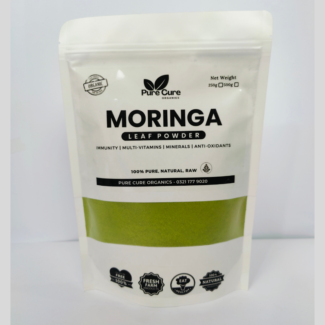 Organic Moringa Powder – 200g, 400g & 800g | Pure Cure Organics | Supports Vitality, Immunity, & Overall Health