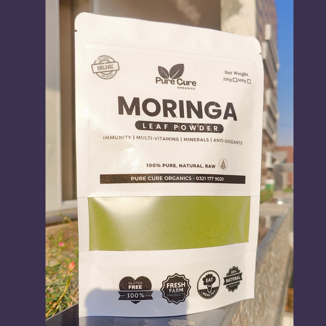 Organic Moringa Powder – 250g, 500g & 1000g | Pure Cure Organics | Supports Vitality, Immunity, & Overall Health